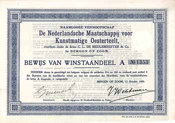 N.V. De Nederlandsche Maatschappij voor Kunstmatige Oesterteelt voorheen onder de Firma C. L. Meulemeester & Co.
