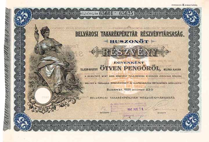 Belvarosi Takarekpenztar Reszvenytarsasag (Innerstädtische Sparkassa AG)