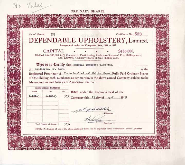 Dependable Upholstery Ltd.