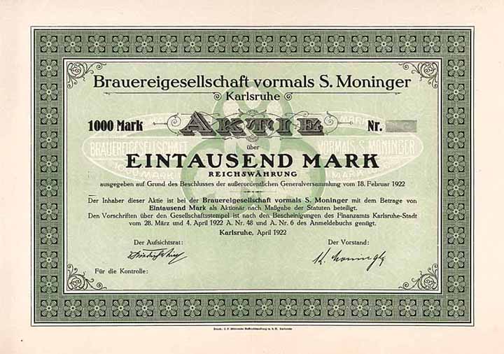 Brauereigesellschaft vormals S. Moninger