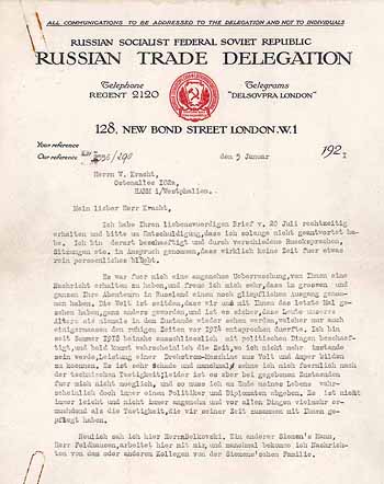 Russian Socialist Federal Soviet Republic - Russian Trade Delegation (OU L. Krassin)
