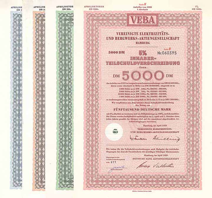 Vereinigte Elektrizitäts- und Bergwerks-AG (4 Stücke)