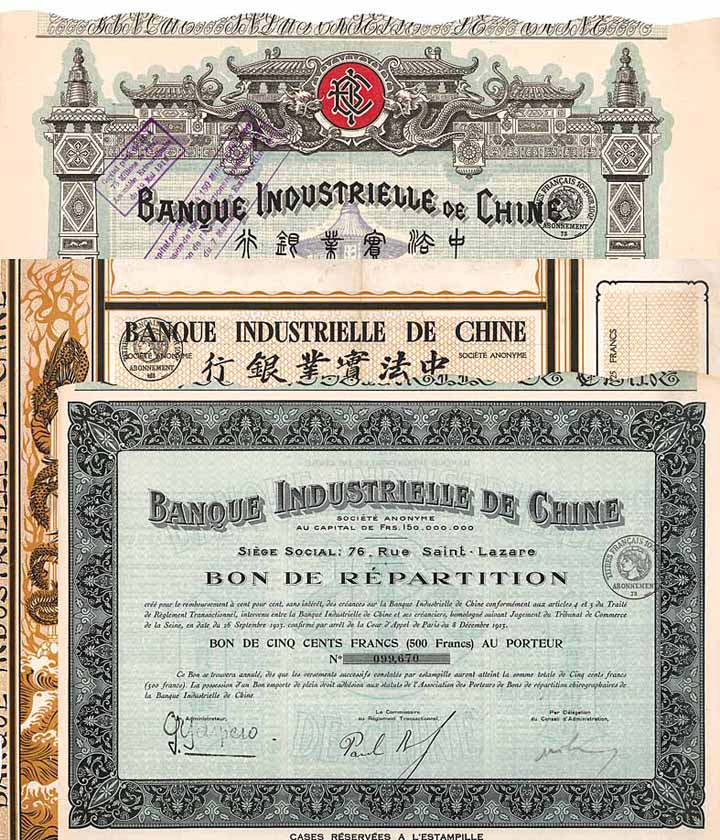 Banque Industrielle de Chine S.A. - 8 Stücke