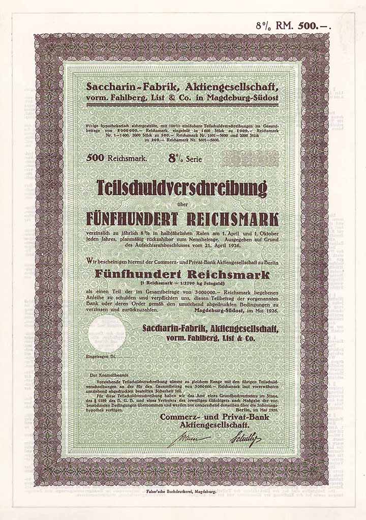 Saccharin-Fabrik AG vorm. Fahlberg, List & Co.