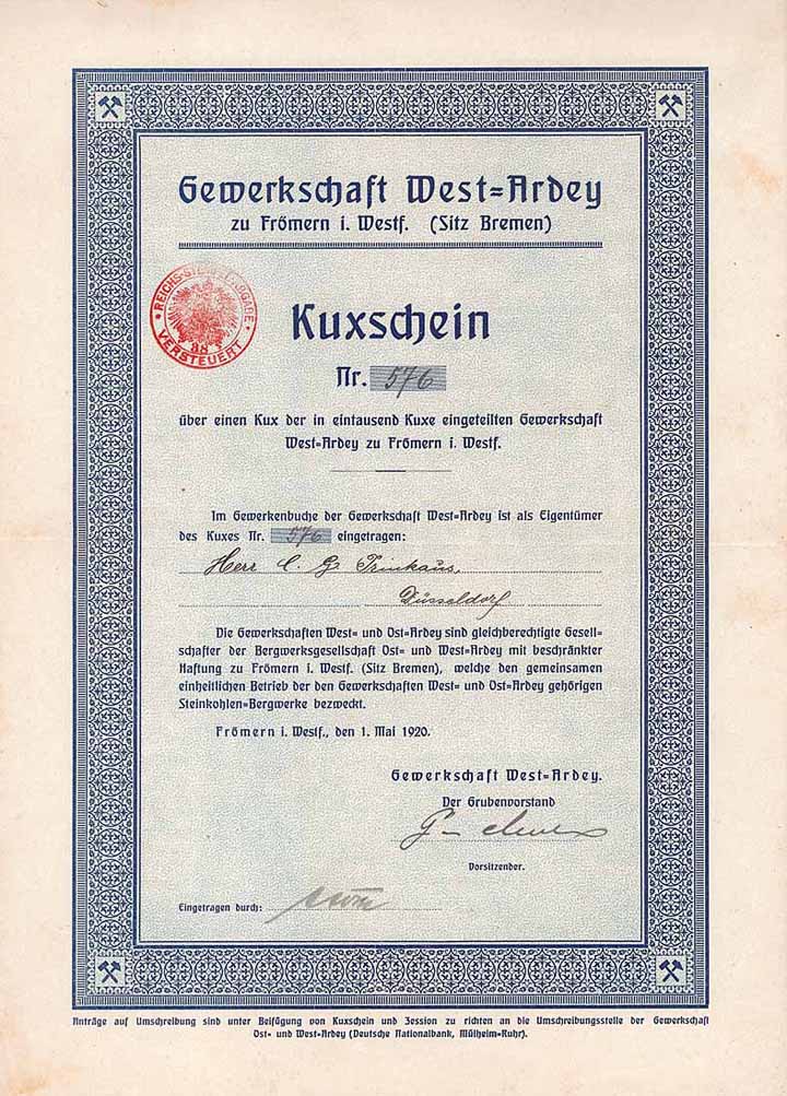 Gewerkschaft West-Ardey (Sitz Bremen)