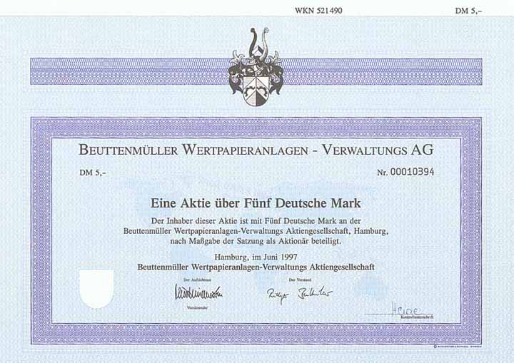 Beuttenmüller Wertpapieranlagen-Verwaltungs-AG