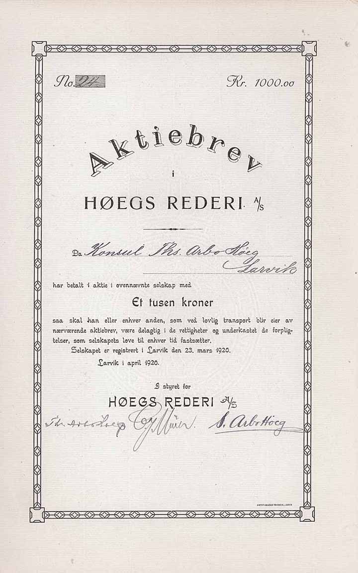 Hoegs Rederi A/S