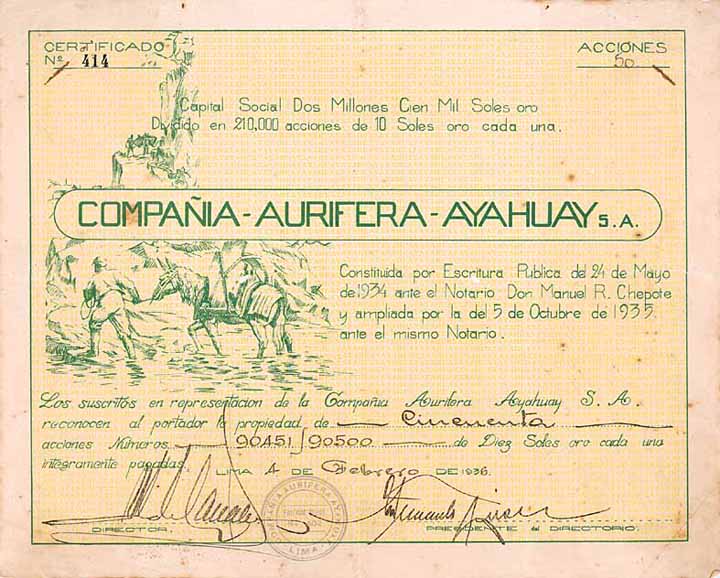 Compania Aurifera Ayahuay S.A.