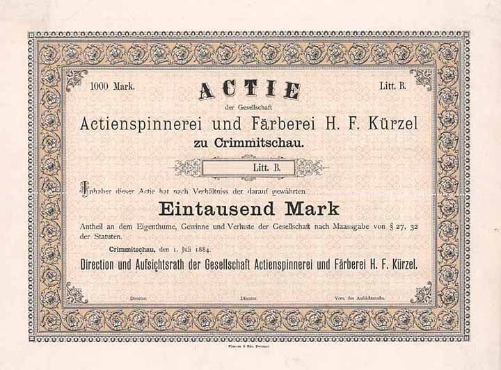 Actienspinnerei und Färberei H.F. Kürzel