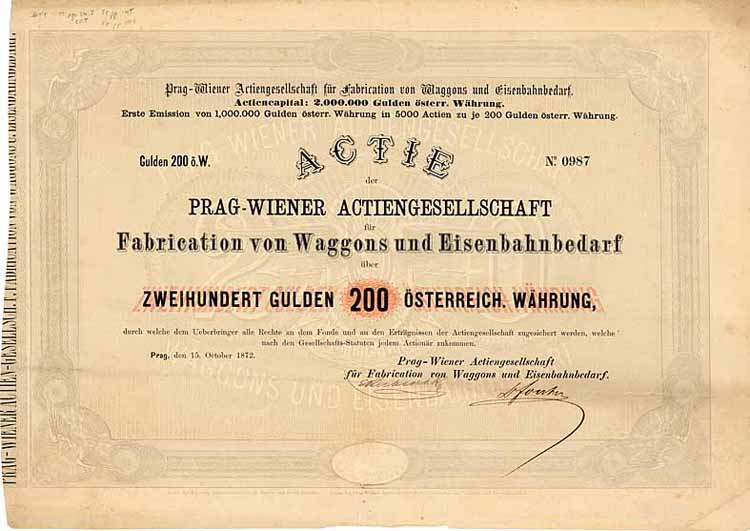 Prag-Wiener AG für Fabrication von Waggons und Eisenbahnbedarf