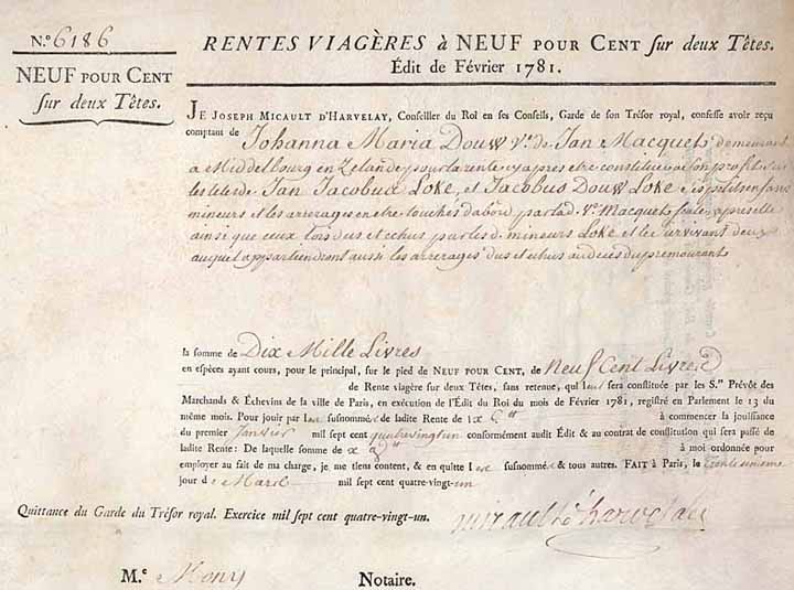 Königreich Frankreich
Rentes Viagères/ Ewige Französische Leibrente