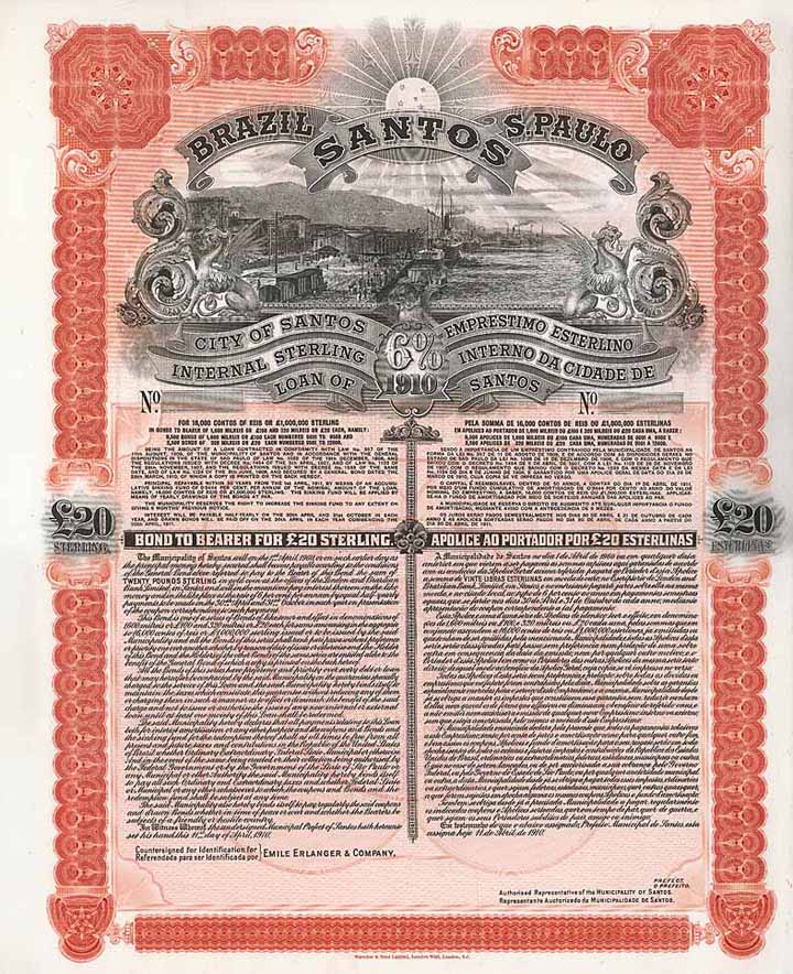 City of Santos 6 % Internal Sterling Loan of 1910