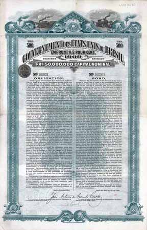 Gouvernement des États Unis du Brésil Emprunt à 5 % 1909 2. Emission