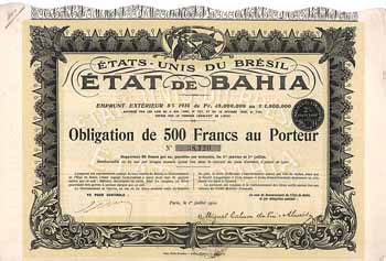 État de Bahia Emprunt Extérieur 5 % 1910