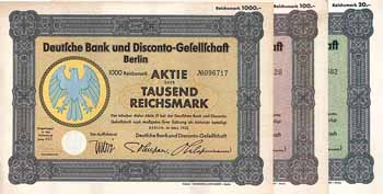 Deutsche Bank und Disconto-Gesellschaft (3 Stücke)