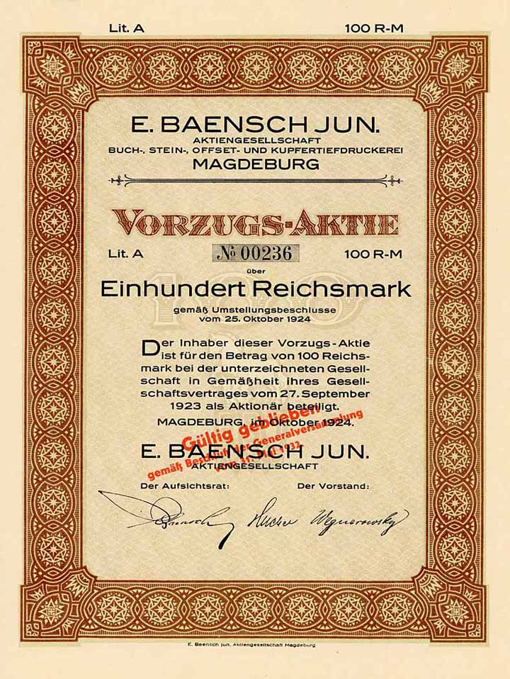 E. Baensch jun. AG Buch-, Stein-, Offset- und Kupfertiefdruckerei