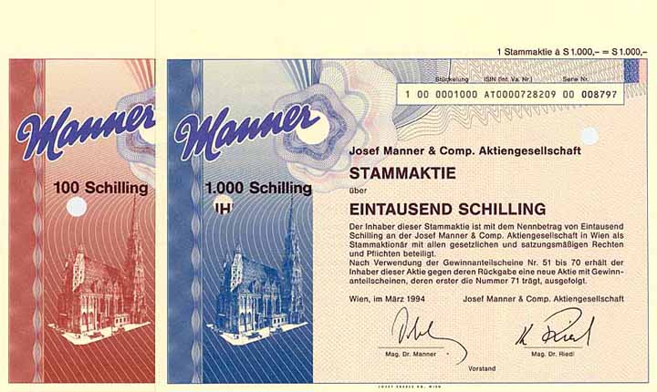 Josef Manner & Comp. AG (2 Stücke)