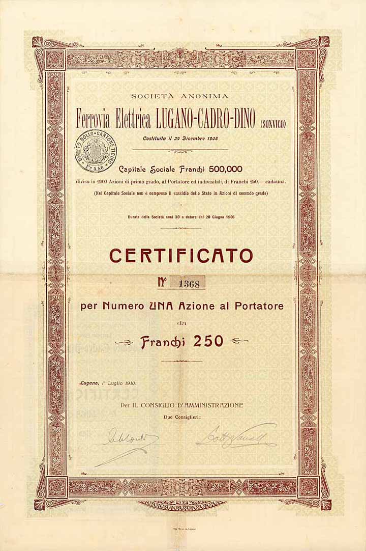 S.A. Ferrovia Elettrica Lugano-Cadro-Dino (SONVICO)