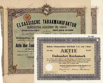 Elsässische Tabakmanufaktur AG (2 Stücke) + Badische Tabakmanufaktur Roth-Händle (1 Stück)