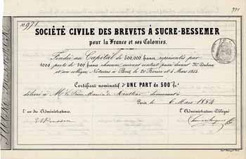 Societe Civile des Brevets á Sucre-Bessemer pour la France et ses Colonies