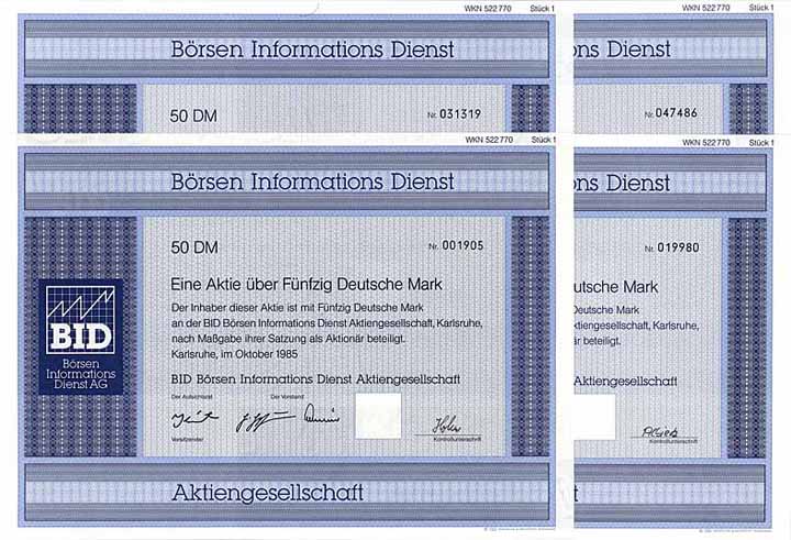 BID Börsen Informations Dienst AG (4 Stücke)