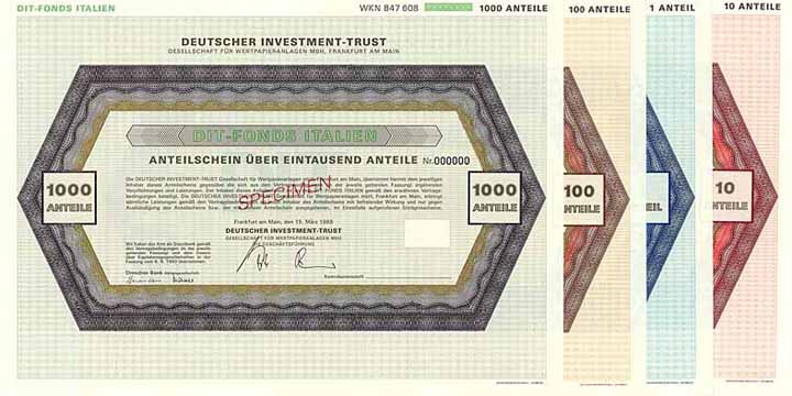 Deutscher Investment-Trust Gesellschaft für Wertpapieranlagen m.b.H. (4 Stücke)