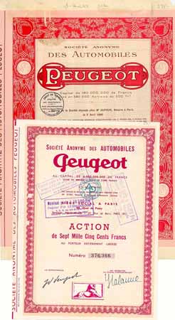 S.A. des Automobiles Peugeot (2 Stücke)
