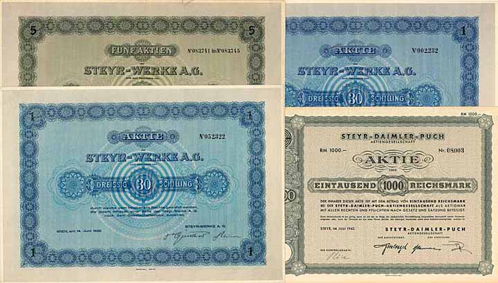 Konvolut - Steyr-Werke AG + Steyr-Daimler-Puch (4 Stücke)