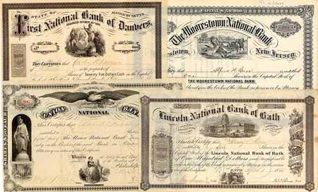 USA Banken (nur Nationalbanken) vor 1900 - Konvolut (42 Stücke)