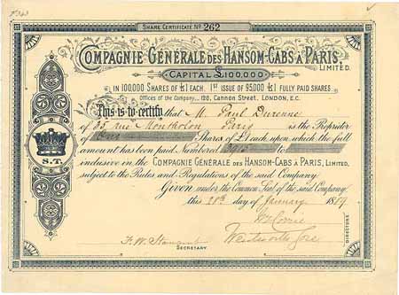 Cie. Générale des Hansom-Cabs à Paris Ltd.
