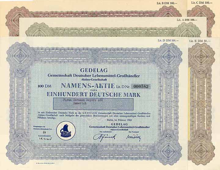 GEDELAG Gemeinschaft Deutscher Lebensmittel-Großhändler AG (5 Stücke)