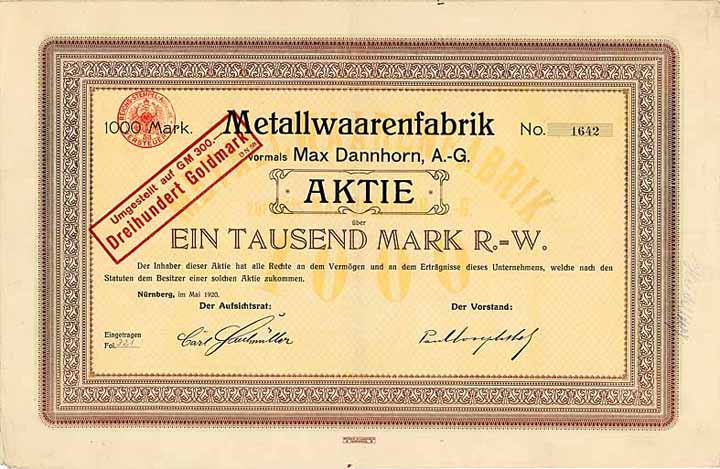 Metallwaarenfabrik vormals Max Dannhorn AG