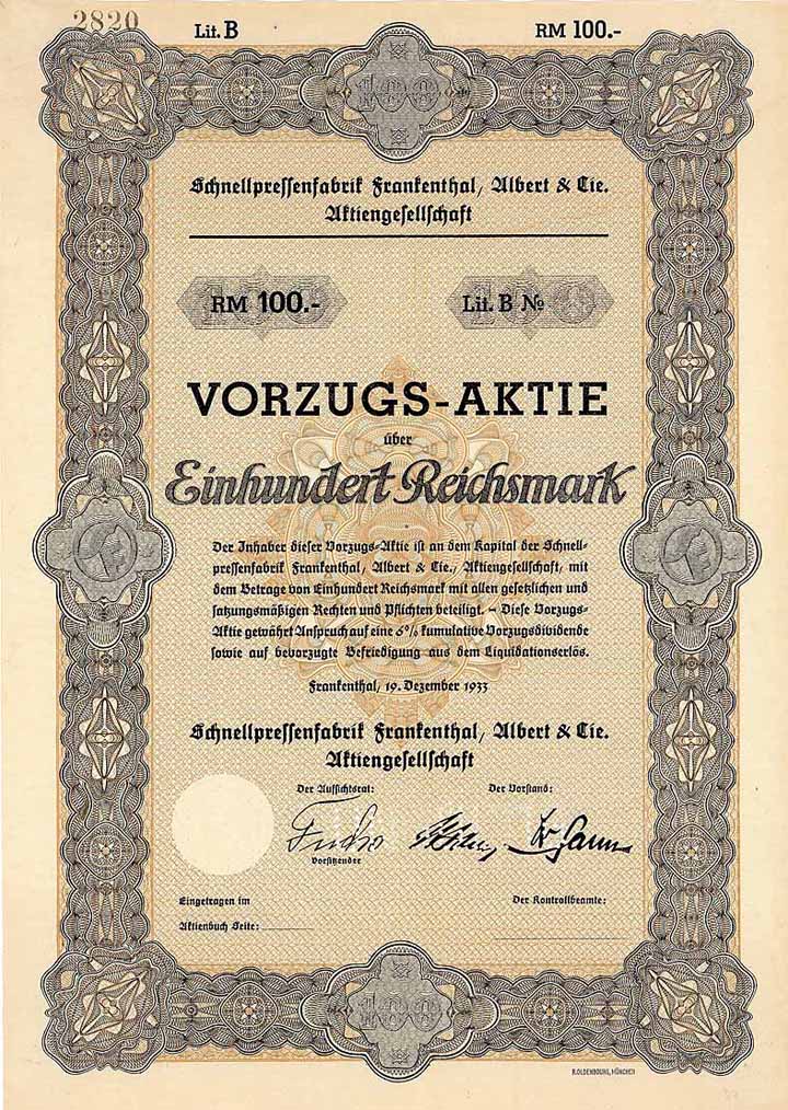 Schnellpressenfabrik Frankenthal Albert & Cie. AG