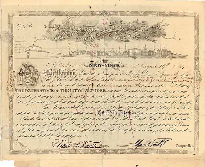 Water Stock of the City of New York (OU William B. Astor)