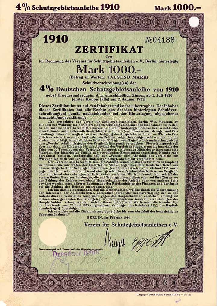 Deutsche Schutzgebietsanleihe von 1910
