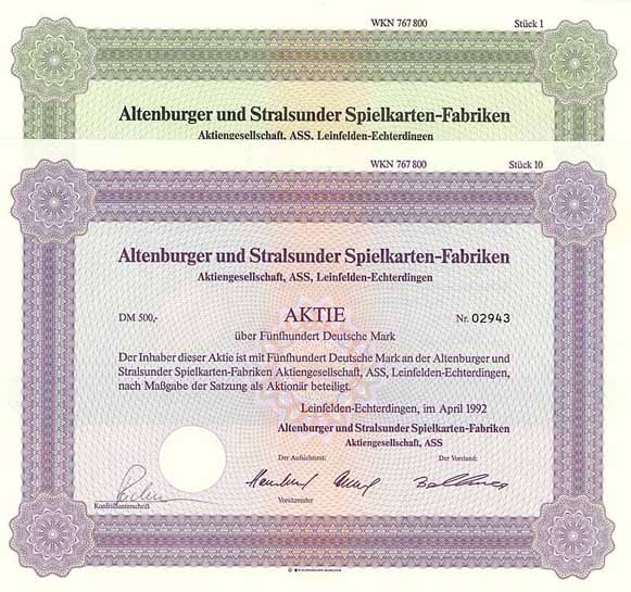 Altenburger und Stralsunder Spielkarten-Fabriken AG (2 Stücke)