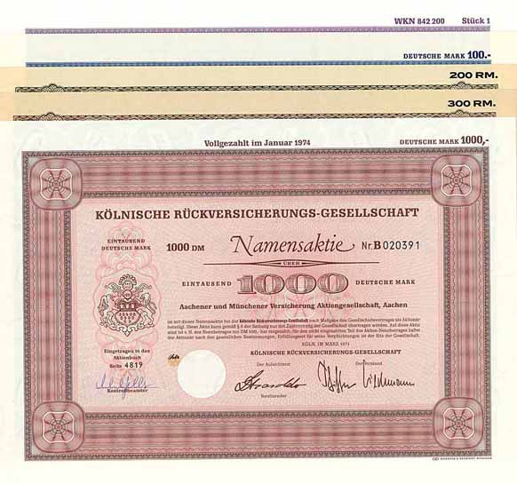 Kölnische Rückversicherungs-Gesellschaft (6 Stücke)