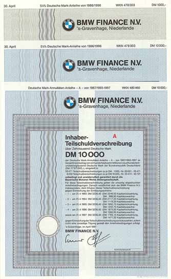BMW Finance N.V. (6 Stücke 1986-1987)