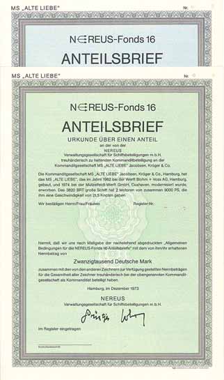 Nereus Verwaltungsgesellschaft für Schiffbeteiligungen mbH (2 Stücke)