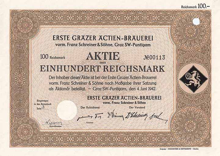 Erste Grazer Actien-Brauerei vorm. Franz Schreiner & Söhne