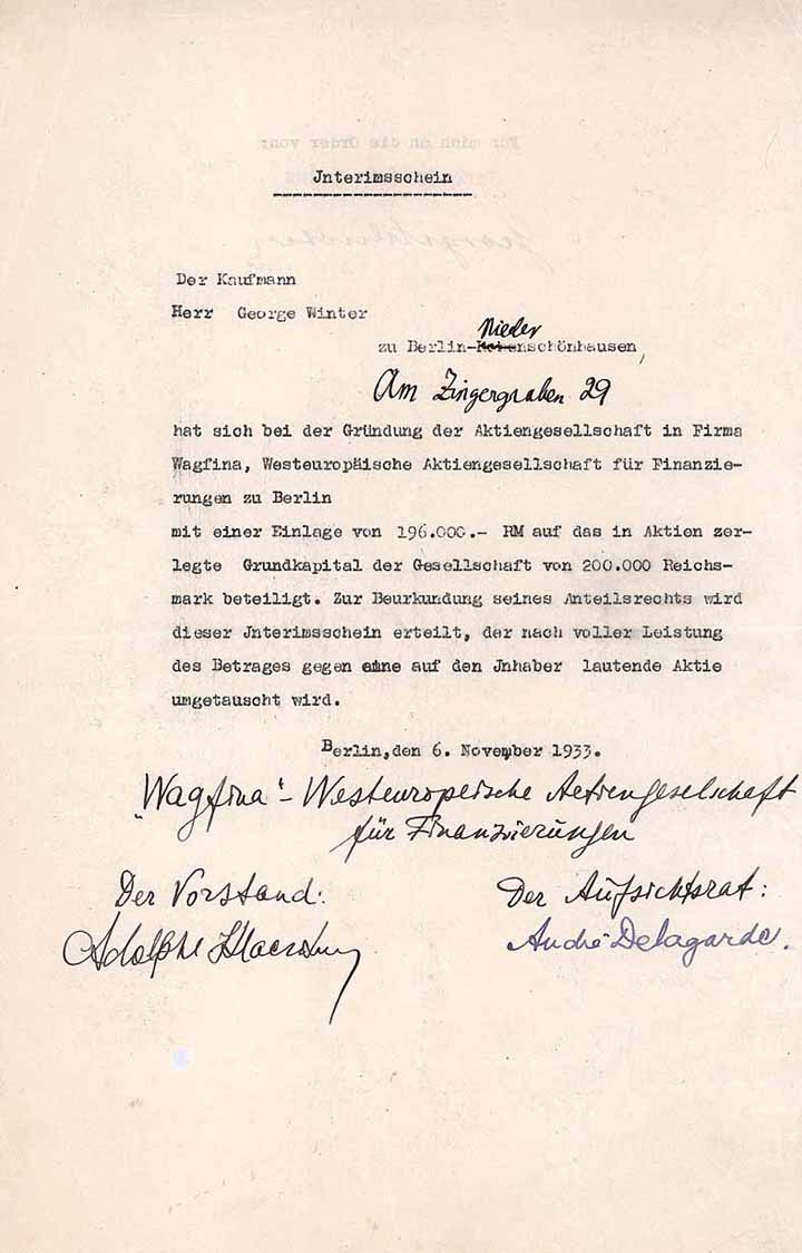 Wagfina Westeuropäische AG für Finanzierungen