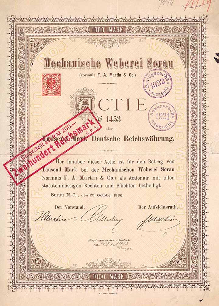 Mechanische Weberei Sorau vorm. F. A. Martin & Co.