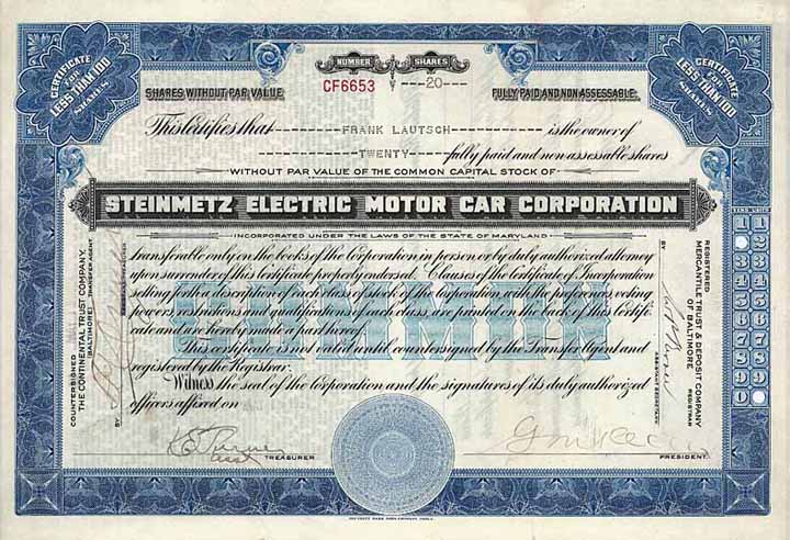 Steinmetz Electric Motor Car Corp.