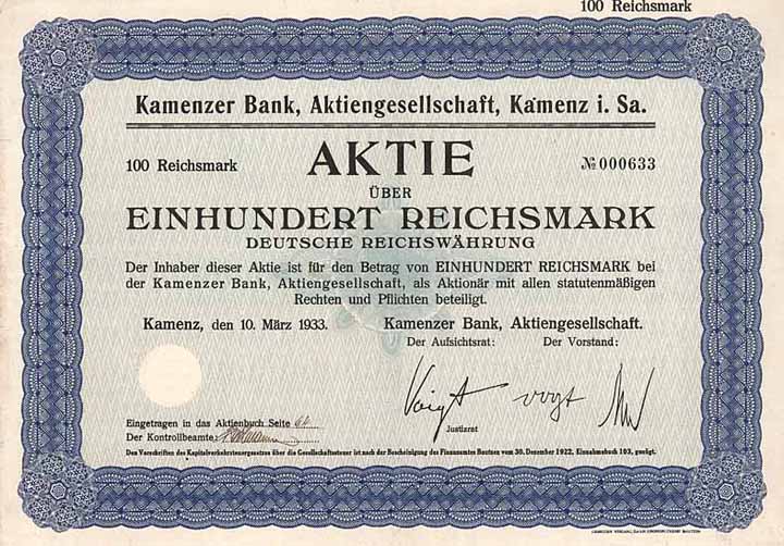 Kamenzer Bank AG