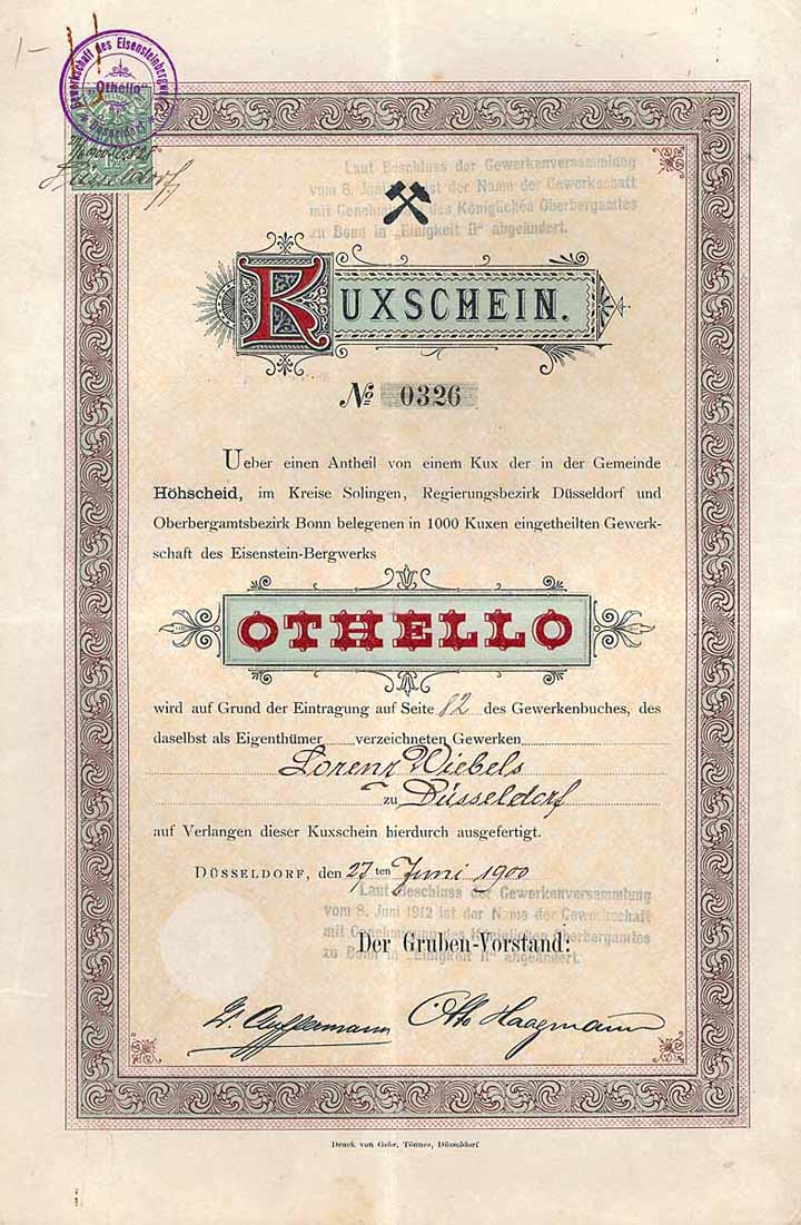 Gewerkschaft des Eisenstein Bergwerks Othello