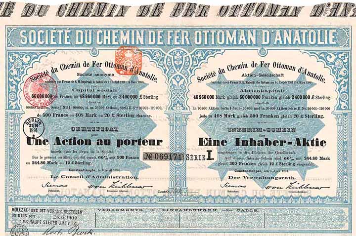 Soc. du C.d.F. Ottoman d’Anatolie S.A. (Gesellschaft der Ottomanischen Bahn in Anatolien AG)