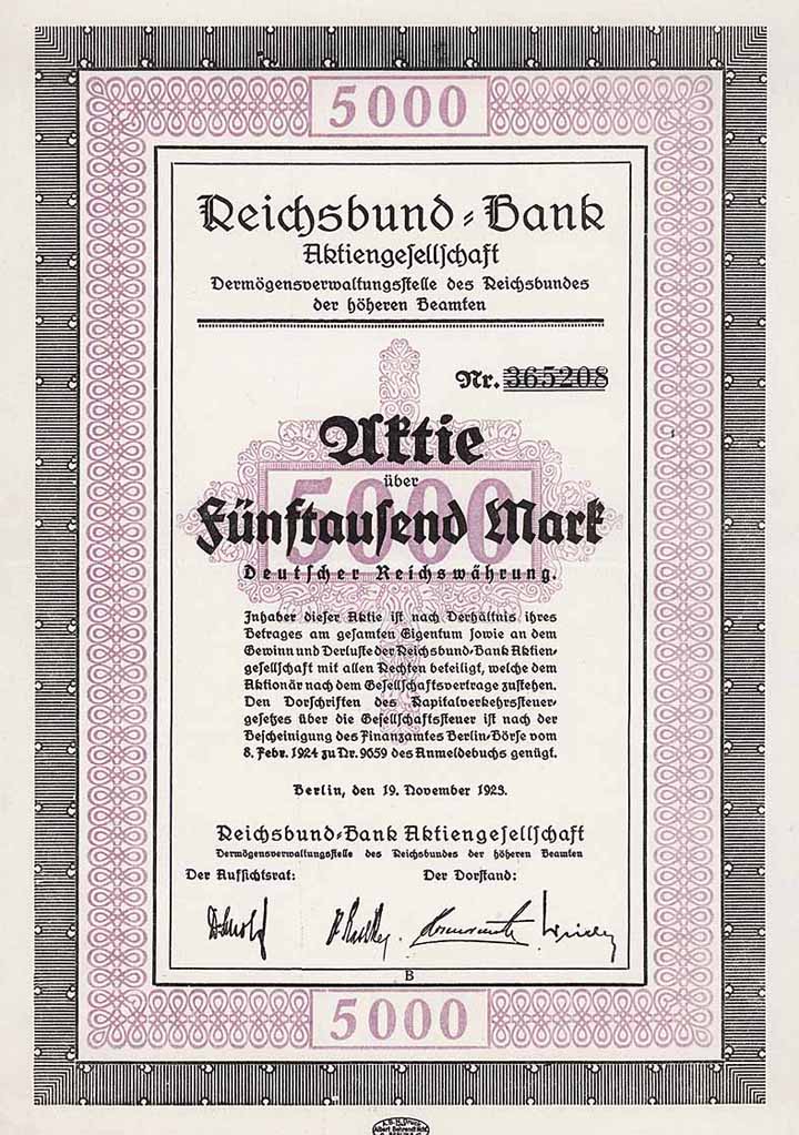 Reichsbund-Bank AG Vermögensstelle des Reichsbundes der höheren Beamten