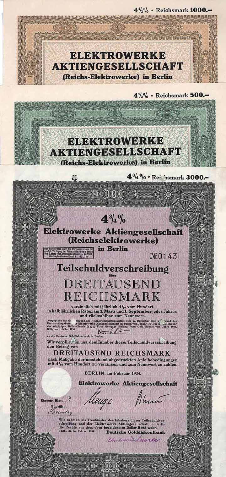 Elektrowerke AG (Reichselektrowerke) (5 Stücke)