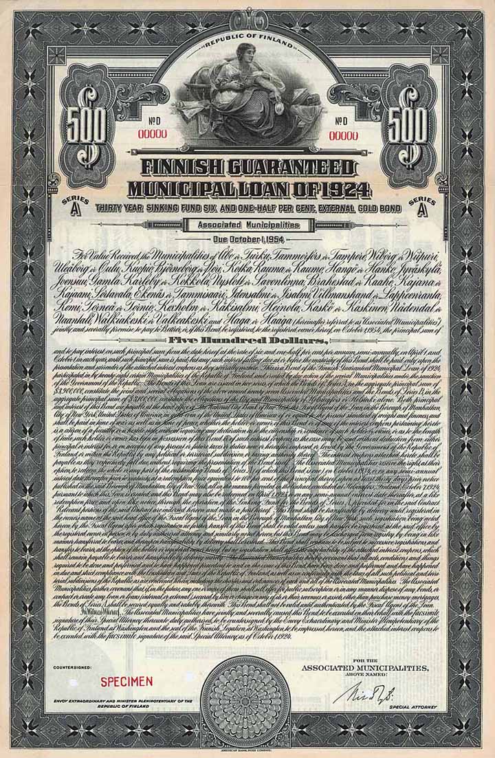 Finnish Guaranteed Municipal Loan of 1924