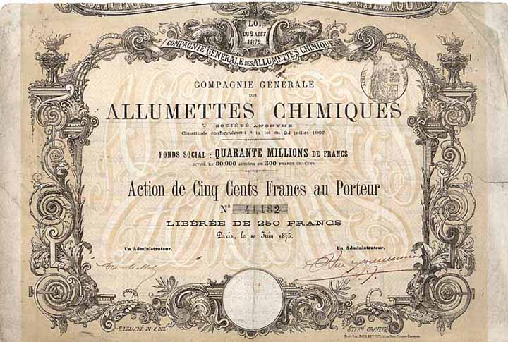 Cie. Gen. des Allumettes Chimiques S.A.